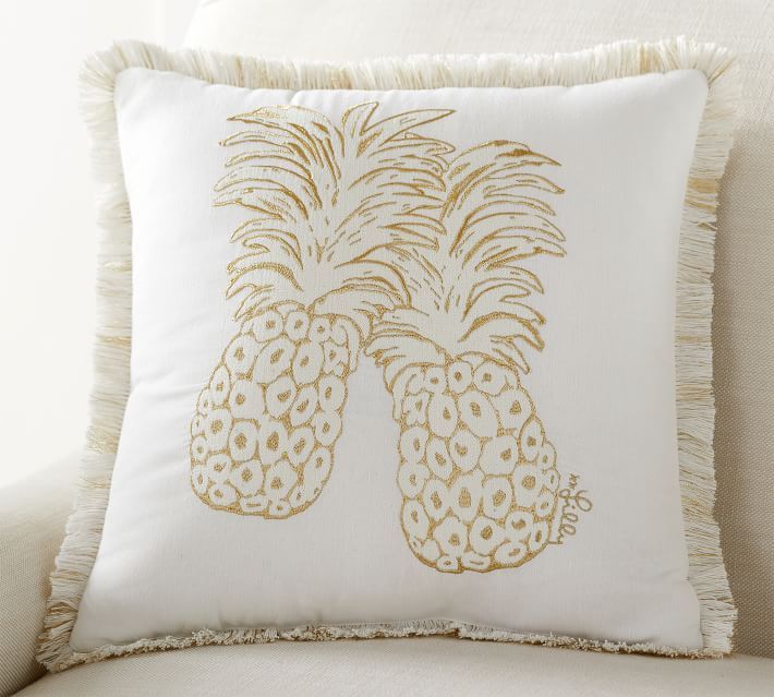 Lilly Pulitzer Flamenco Pineapple Embroidered Filled Pillow | Pottery Barn (US)