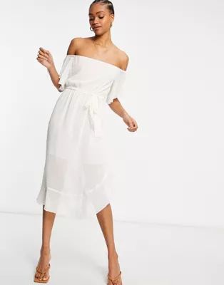 River Island bardot maxi dress in white | ASOS (Global)