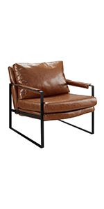 Volans Modern Faux Leather Accent Chair with Black Powder Coated Metal Frame, Single Sofa for Liv... | Amazon (US)