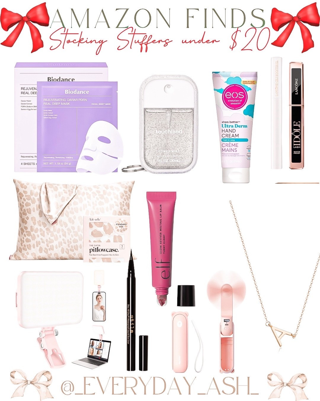 Amazon // stocking stuffers under $20💕🎁🎄

Gifts for her, stocking stuffers, beauty finds, silk pillowcase, ring light, portable fan, initial necklace, makeup finds 

#LTKHoliday #LTKBeauty #LTKGiftGuide