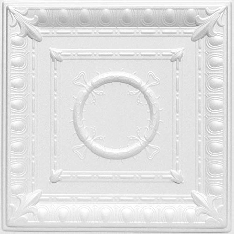 A La Maison Ceilings R47 Romanesque Foam Glue-up Ceiling Tile, Pack of 48, Plain White, 128 Sq Ft | Amazon (US)