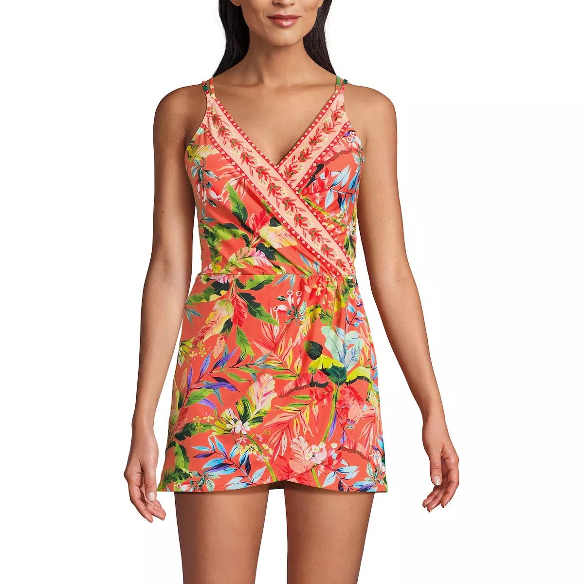 Women's Lands' End V-neck Tulip Wrap One Piece Swim Dress | Kohl's