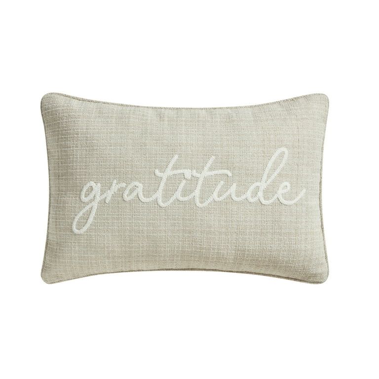 Way to Celebrate 14" x 22" Beige Embroidered Gratitude Oblong Decorative | Walmart (US)