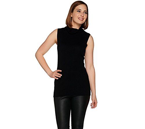 Halston Silk-Cashmere Blend Slvless Turtleneck A279984, Black, L | Amazon (US)