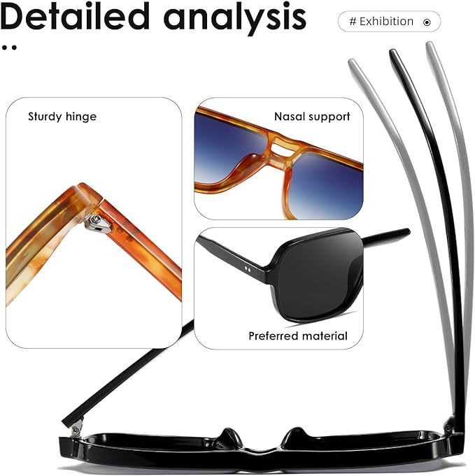 kimorn Sunglasses Womens Men Trendy Retro Sun Glasses Oversize Square Frame Shades K1650 | Amazon (US)
