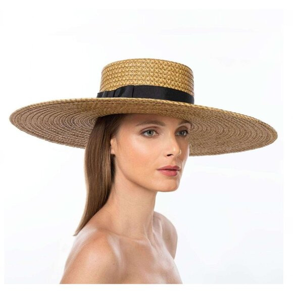 Eric Javits Bey Black Brown Beige Natural Ribbon Floppy Straw Hat NWT | Poshmark