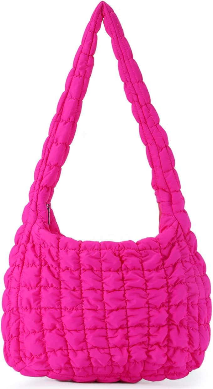 Puffer Quilted Carryall Bag,Quilted Shoulder Bag,Puffy Tote Bag Purse,Large Nylon Hobo Handbag | Amazon (US)