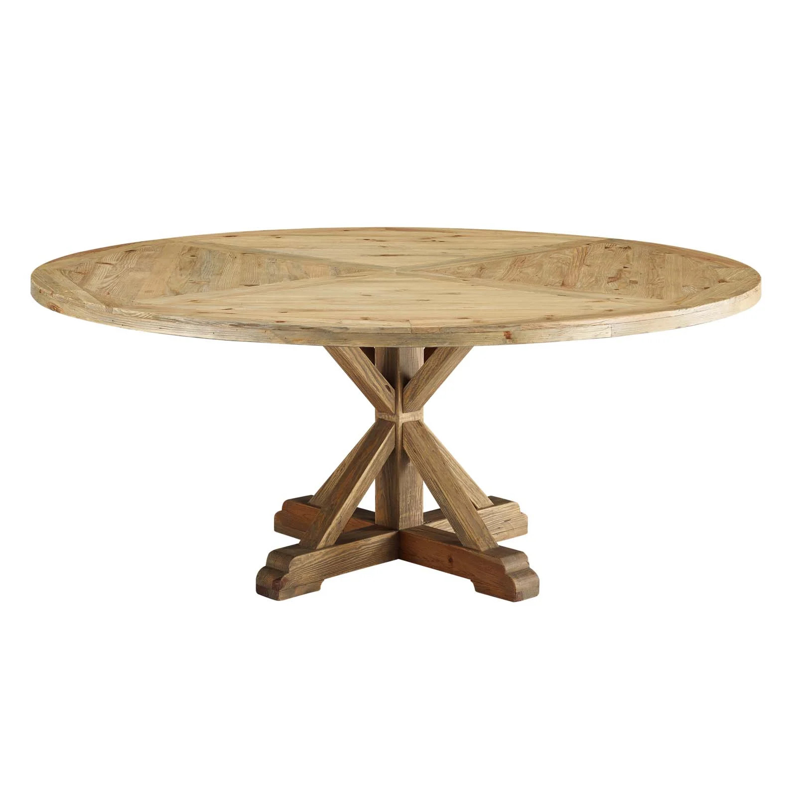 Modway Stitch 71" Round Pine Wood Dining Table in Brown | Walmart (US)