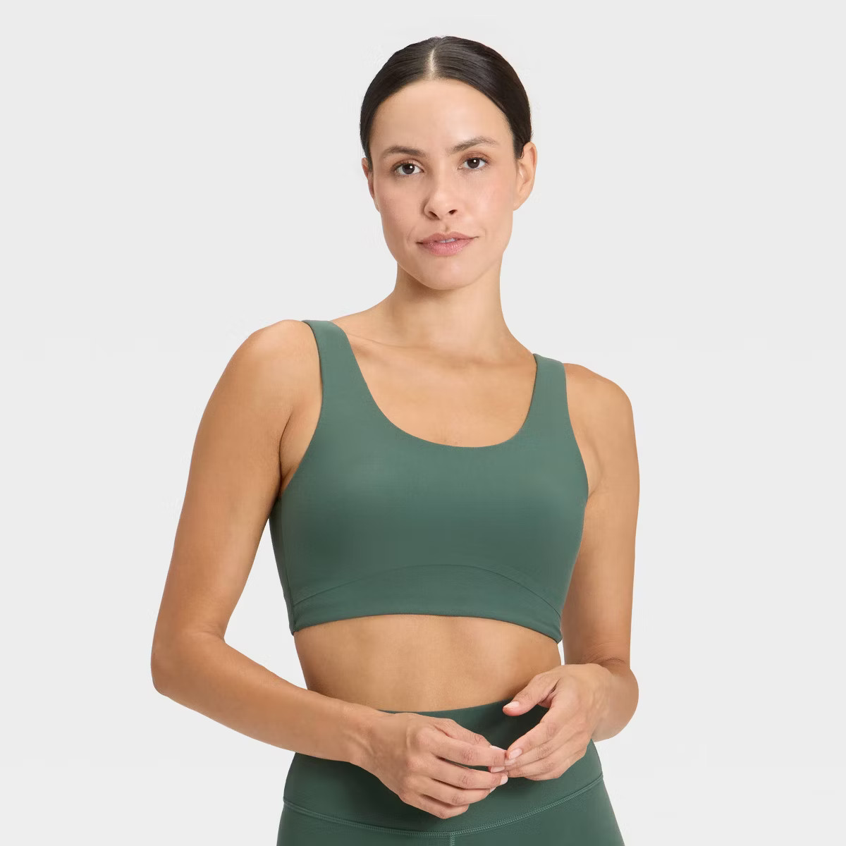Women's Everyday Soft Medium Support Longline Sports Bra - All In Motion™ Green S | Target