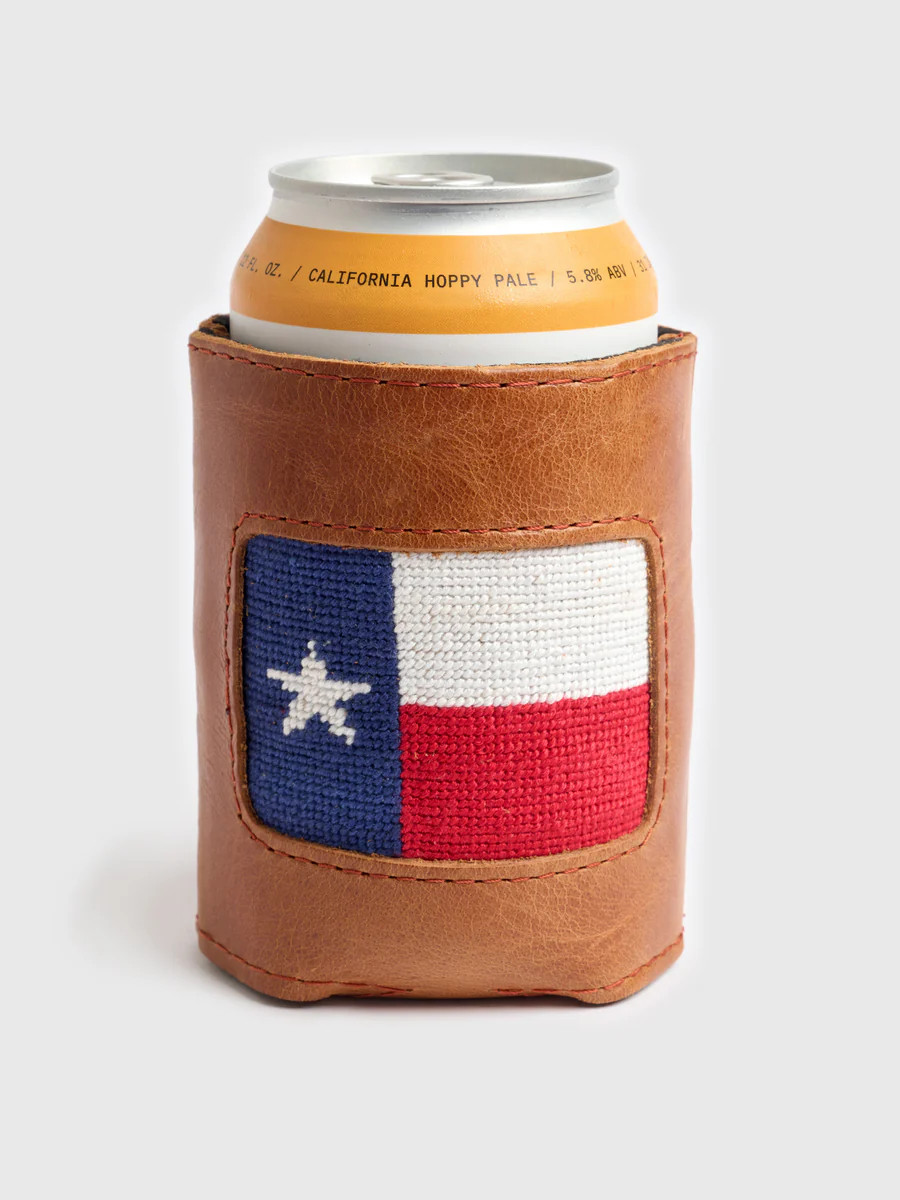 Smathers & Branson Texas Flag Needlepoint Can Cooler | Saint Bernard