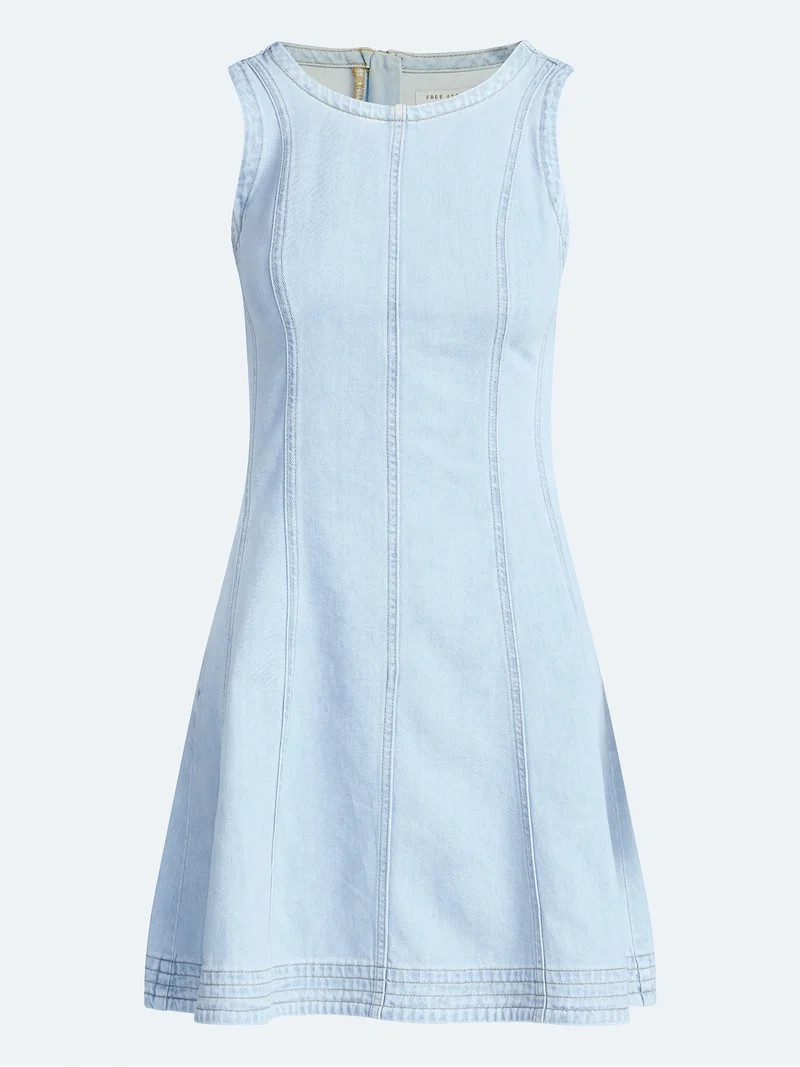 Free Assembly Women's and Women's Plus Sleeveless Denim Panel Mini Dress, Sizes XS-4X | Walmart (US)