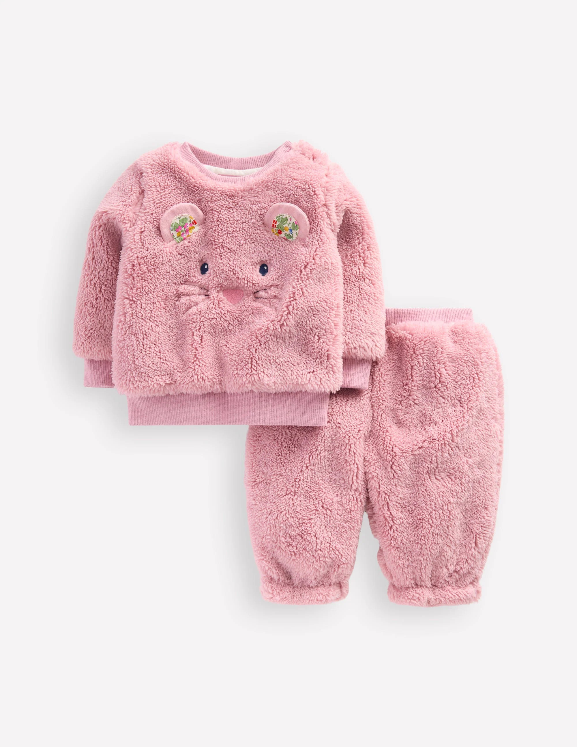 Novelty Borg Sweatshirt Set-Pink Mouse | Boden UK