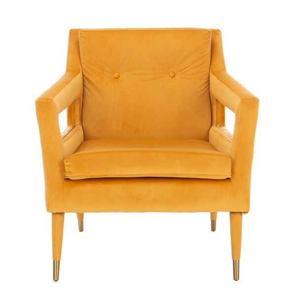 SAFAVIEH Mara Tufted Velvet Accent Chair - 30.3" x 34.1" x 33.9" - Yellow/Gold | Bed Bath & Beyond