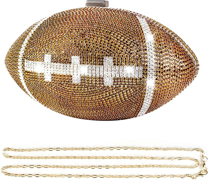 GripIt Bling Rhinestone Football Shaped Rugby Quirky Bag Purse Shoulder Handbag with Crystal for ... | Amazon (US)
