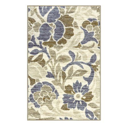 Roselyn Farmhouse Printed Nylon Floral Non-Slip Indoor High Traffic Washable Area Rug or Runner - Bl | Walmart (US)