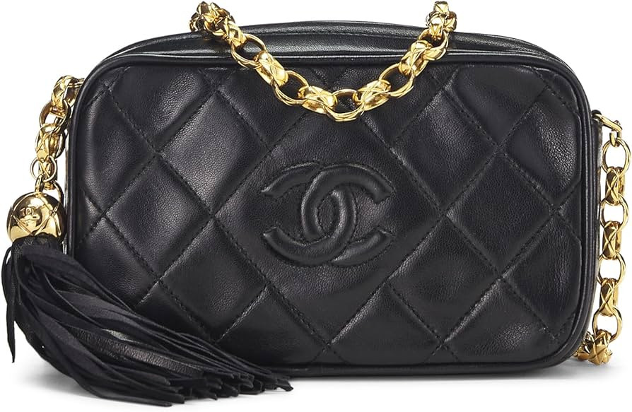 Amazon.com: Chanel, Pre-Loved Black Lambskin Diamond 'CC' Camera Bag Mini, Black : Luxury Stores | Amazon (US)