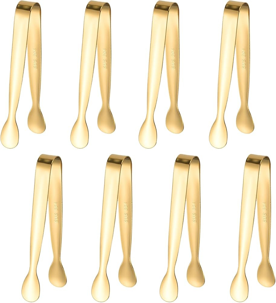 8PCS Gold Mini Metal Tongs, 4.3" Stainless Steel Tiny Tong, Small Kitchen Accessories for Serving... | Amazon (US)