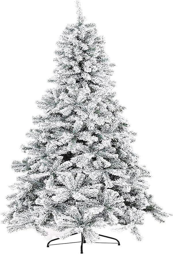 Patiomore 7FT Premium Artificial Christmas Tree, Snow Flocked Hinged Pine Tree with Solid Metal S... | Amazon (US)