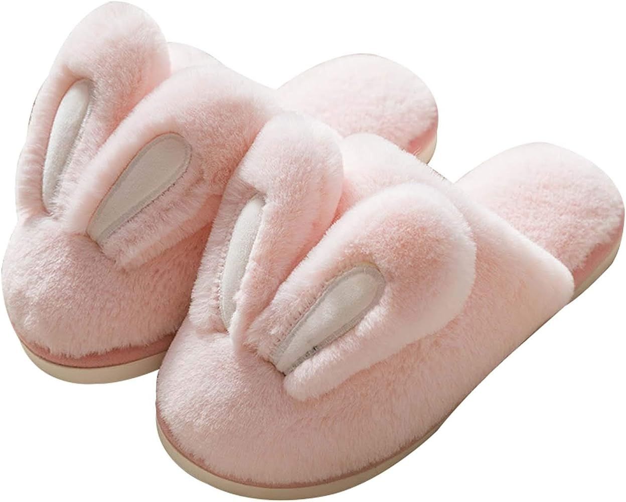 Hopelong Women Slippers, Cute Rabbit Ears Plush House Slippers for Women,Non-Slip Fluffy Slippers... | Amazon (US)