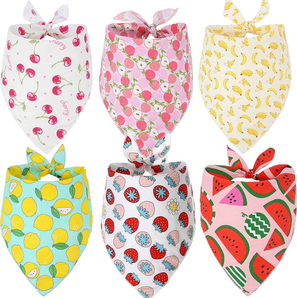 Summer Dog Bandana with Fruit Pattern, 6 Pack Pet Scarf for Small Medium Dogs | Amazon (US)