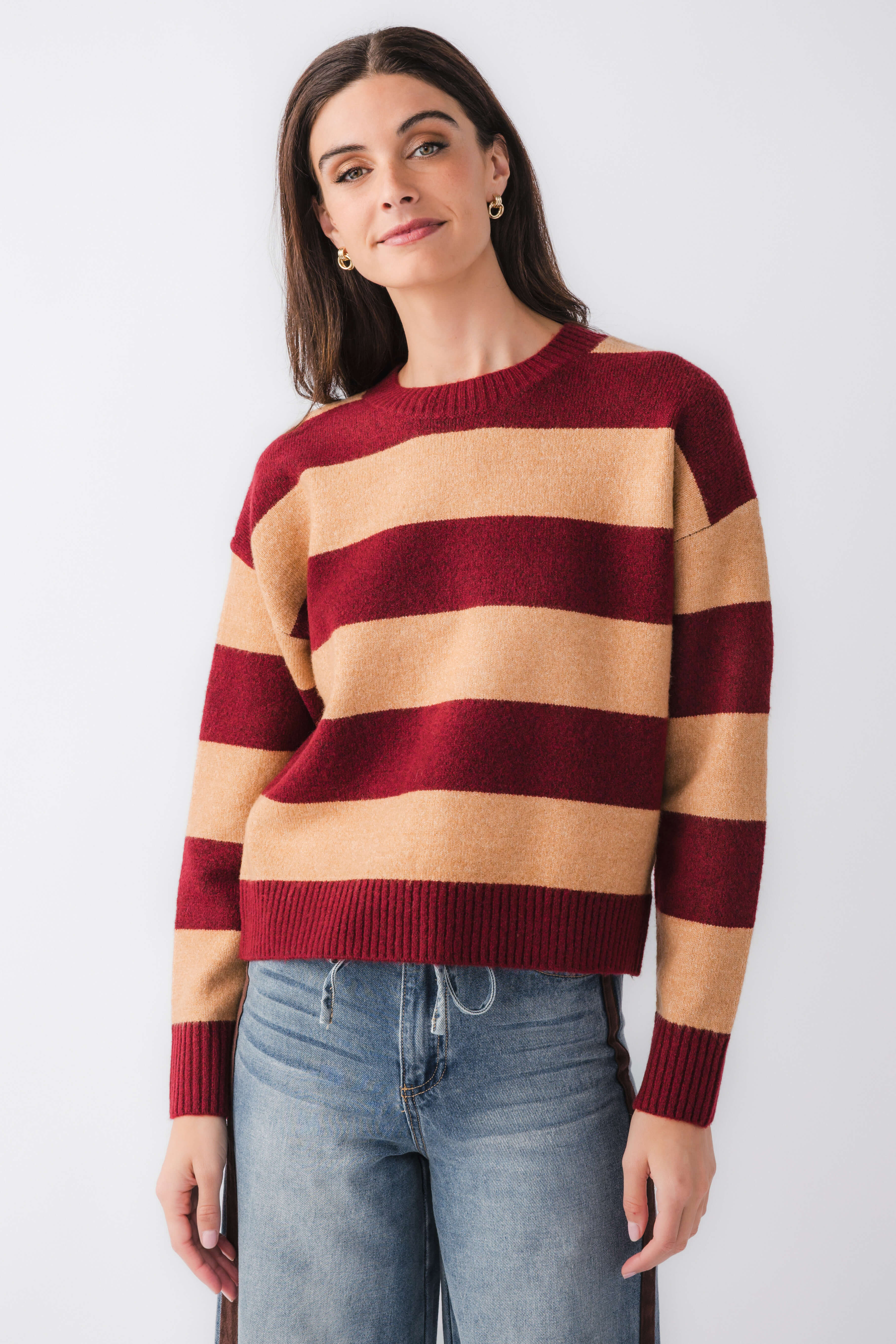By Together Striped Smiley Face Sweater | Social Threads