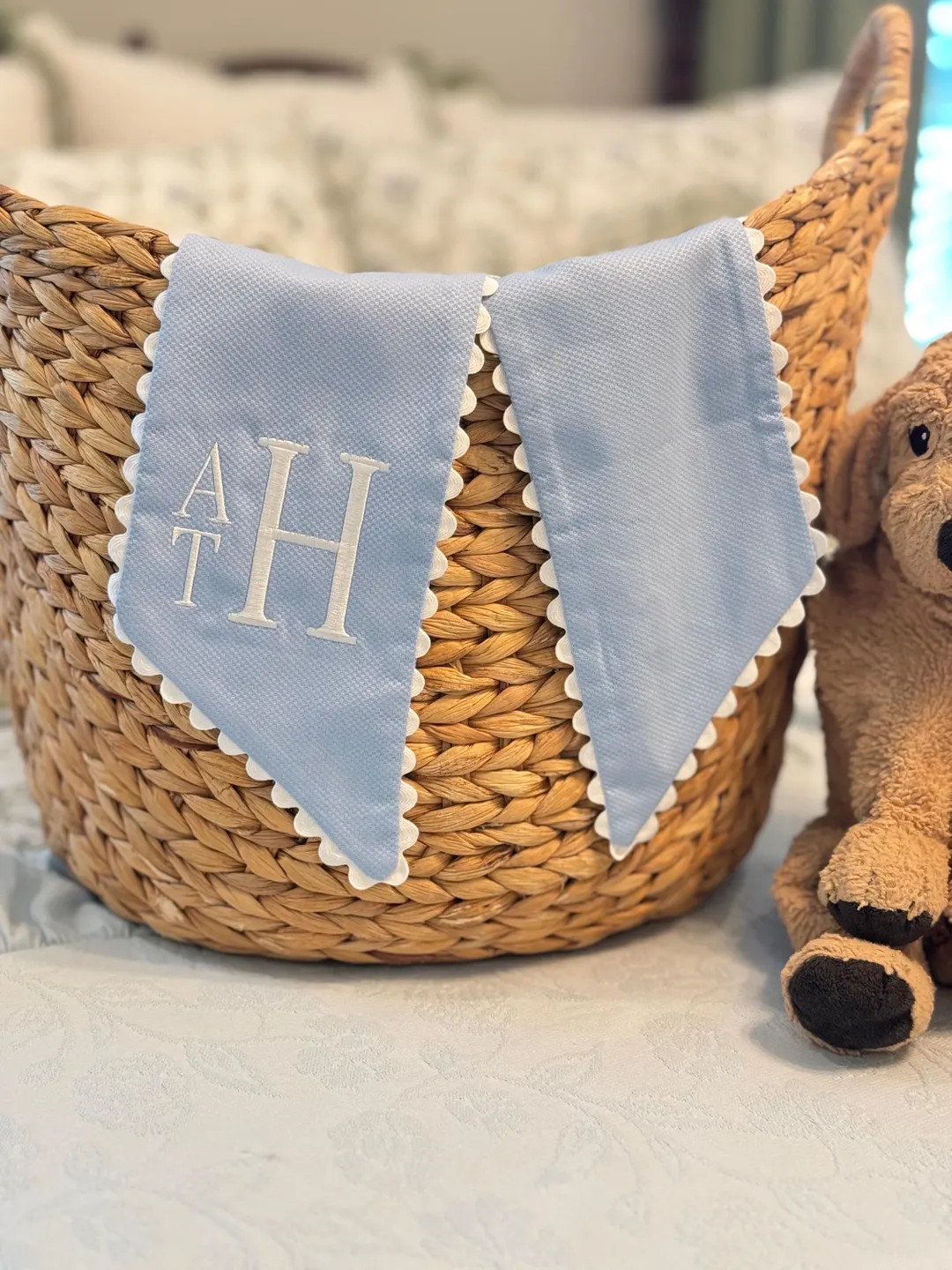 Swaddle Baby Sash With Ric Rac Trim and Monogram - Basket Bow Wreath Sash - Etsy | Etsy (US)