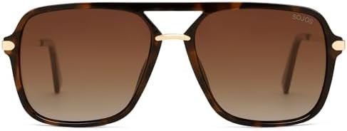 SOJOS Sunglasses for Women & Men, Square, Retro, Polarized Lens, Trendy Aviator, 90s Shades | Amazon (US)