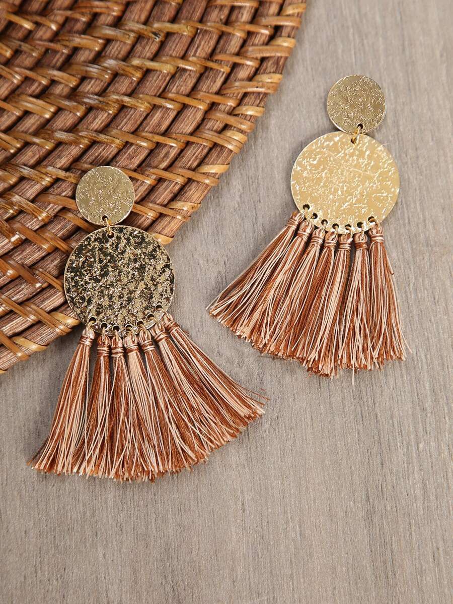 Hammered Earrings With Tassel Accent | SHEIN