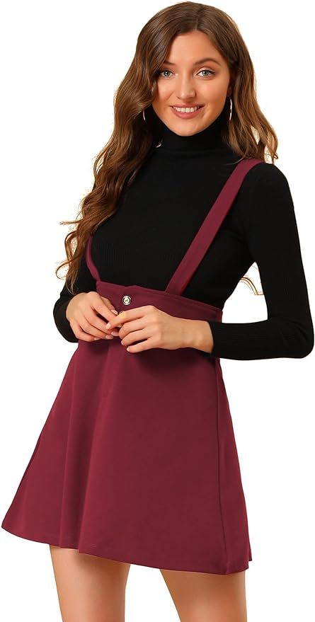 Allegra K Women's Valentine's Day Overall Dress Adjustable Strap Fit and Flare Short Suspender Sk... | Amazon (US)