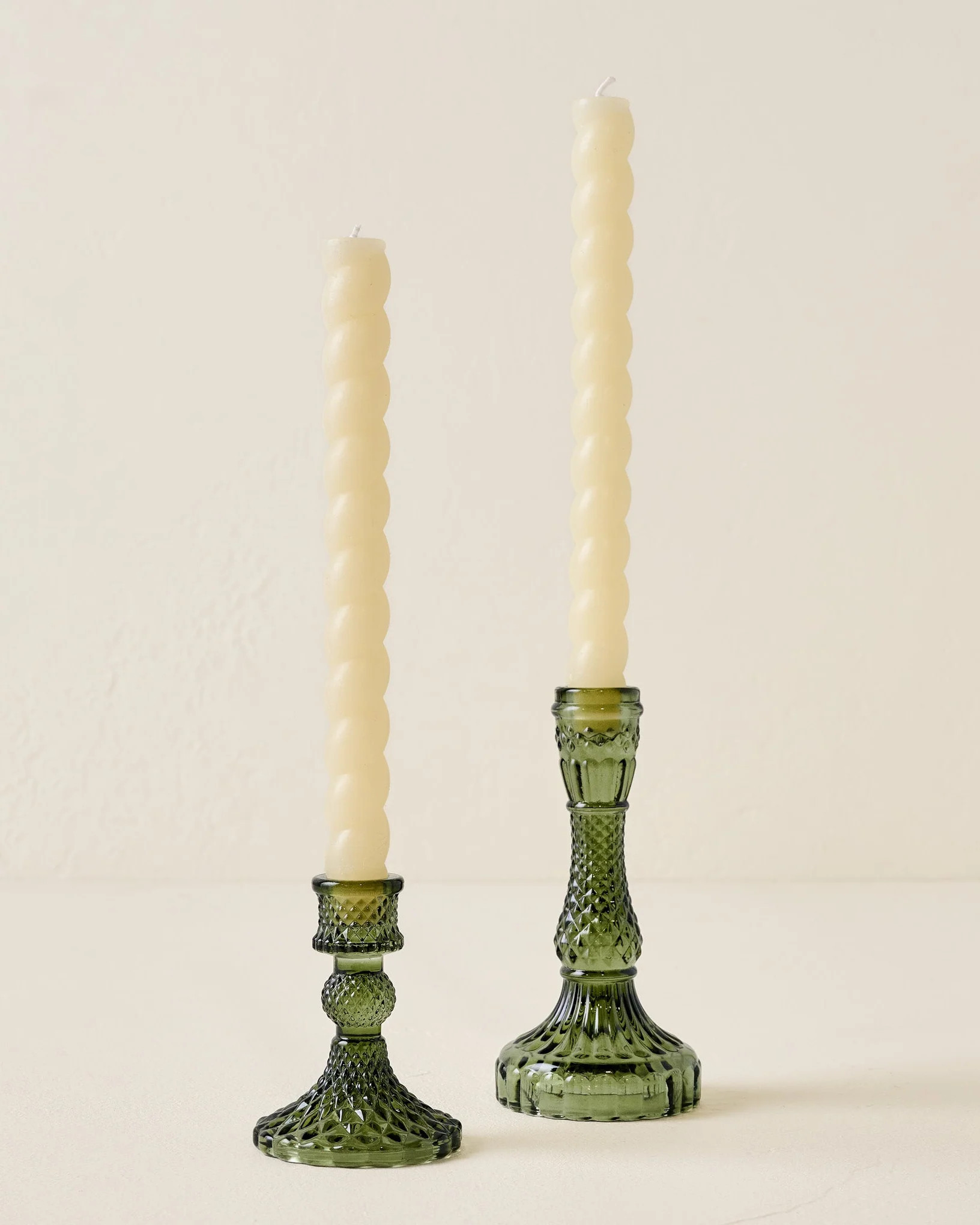 Antique Green Glass Taper Holder | Magnolia