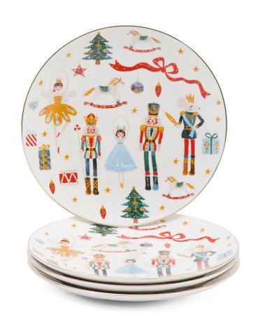 Porcelain 4pk Christmas Cheers Salad Plates | TJ Maxx