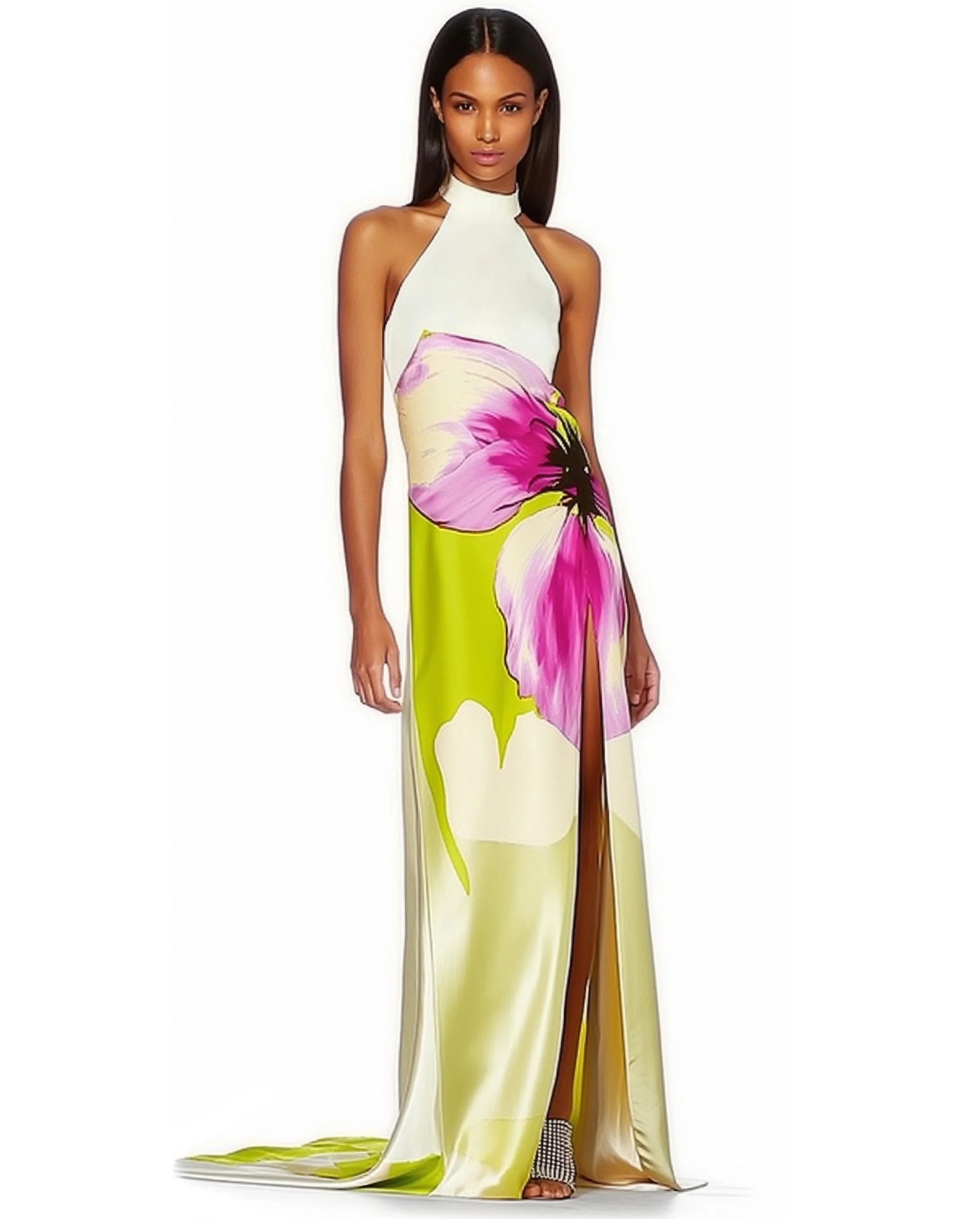 Olivia Floral Halter Gown - Multicolor | JW PEI US