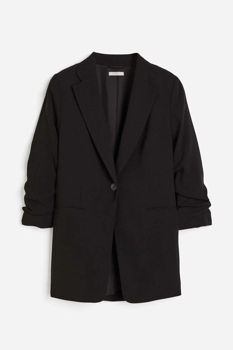 H & M - Blazer mit gerafftem Arm - Schwarz - Damen | H&M (DE, AT, CH, NL, FI)