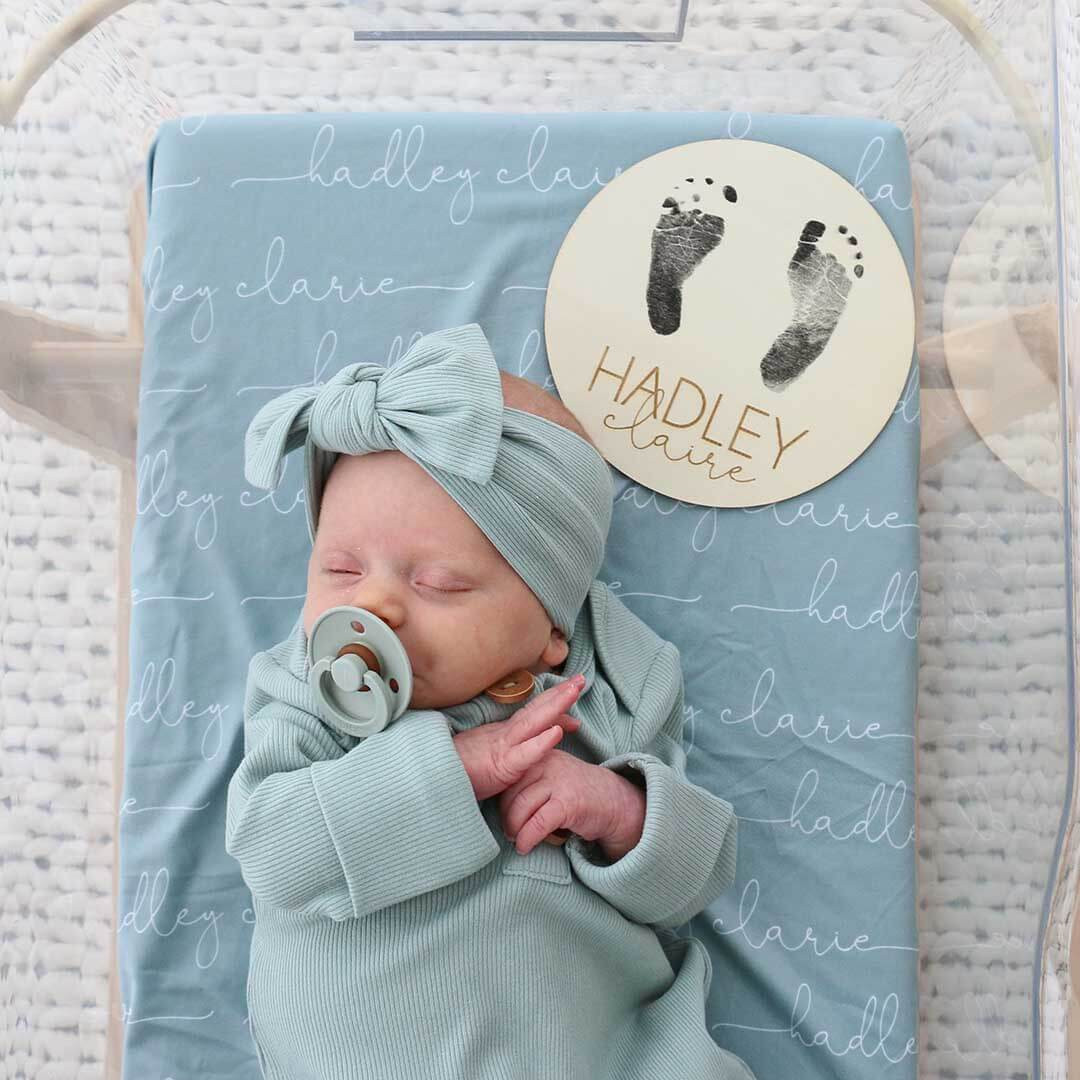 Personalized Baby Footprint Wood Announcement | Caden Lane