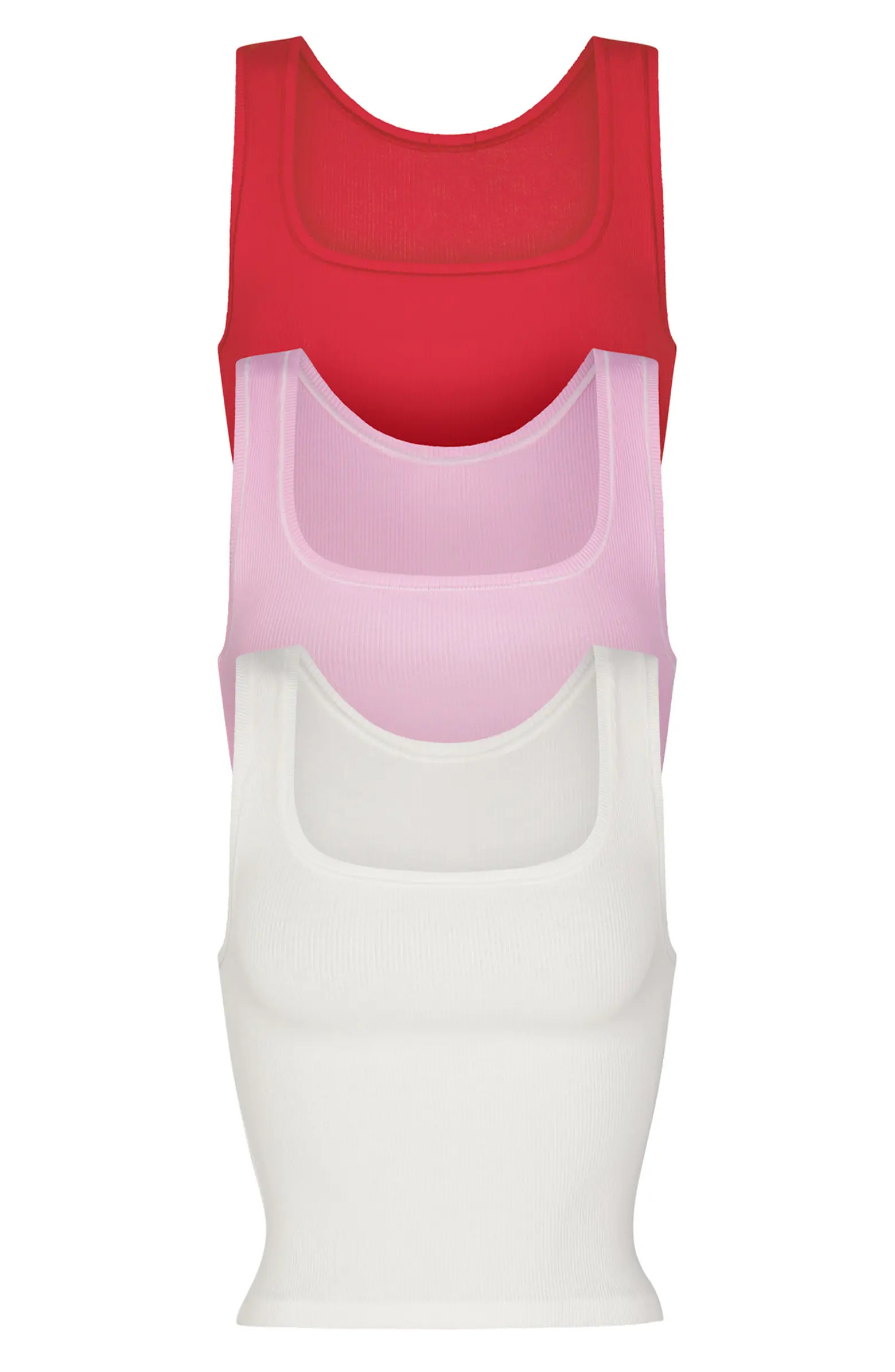 SKIMS Assorted 3-Pack Ribbed Stretch Cotton Tanks | Nordstrom | Nordstrom