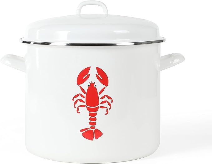 Martha Stewart 16-Quart Enamel On Steel Scratch Resistant Lobster Stock Pot - Linen | Amazon (US)
