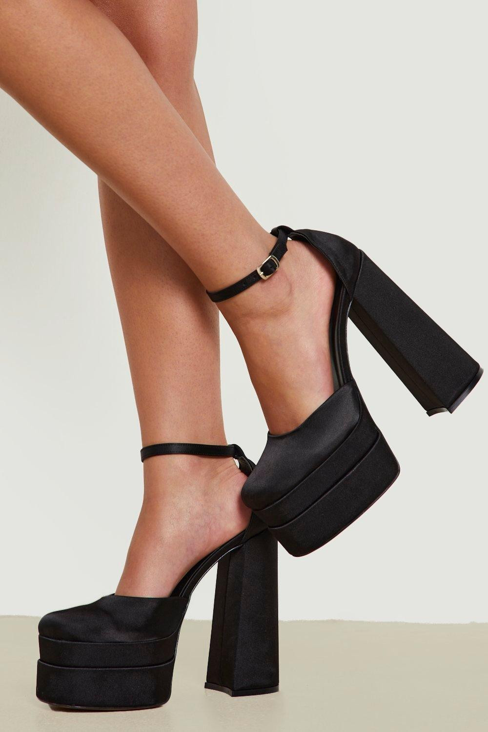 Double Sole Satin Platform 2 Part Heel | Boohoo.com (US & CA)