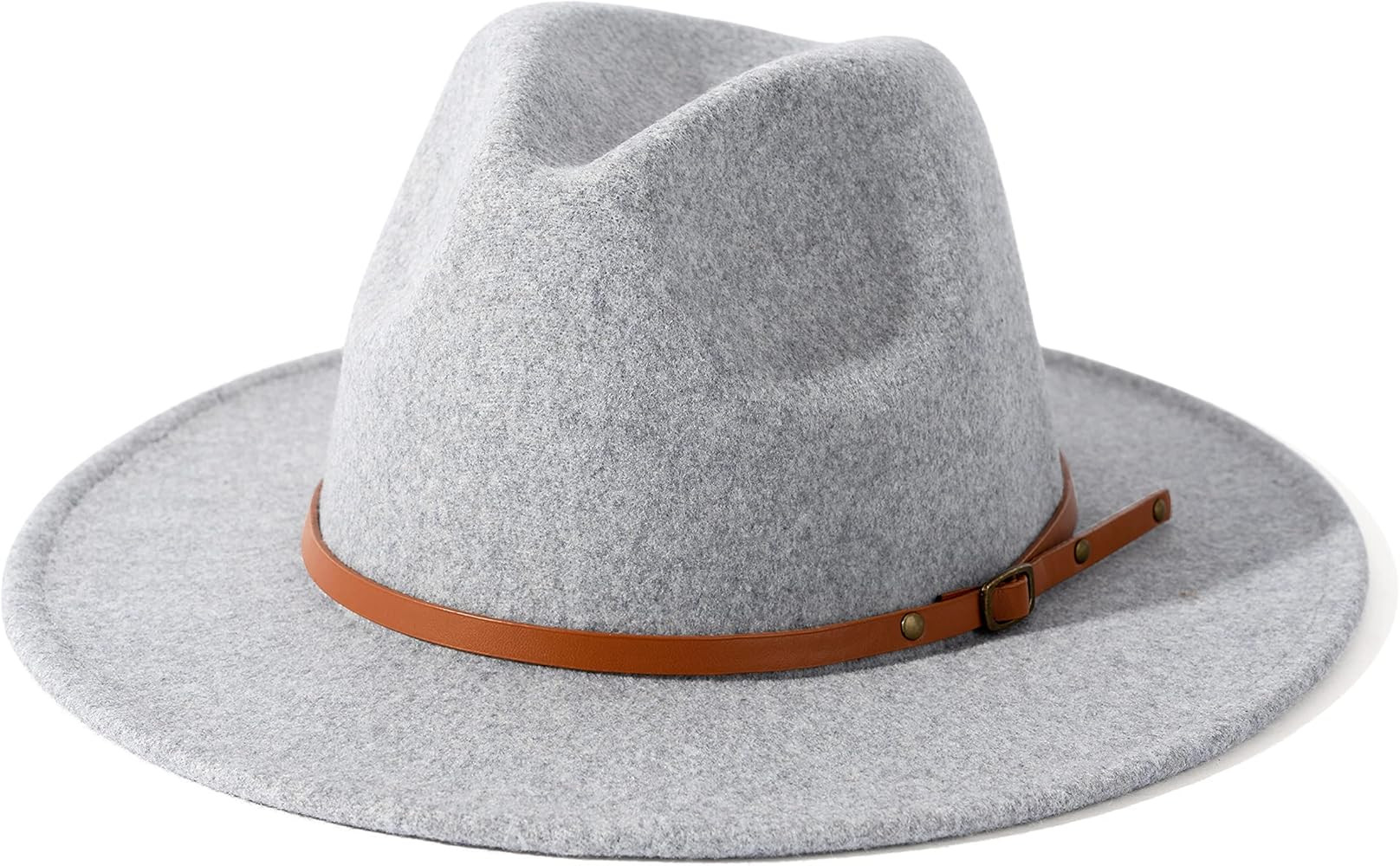 Lisianthus Women Wool Wide Brim Belt Buckle Fedora Hat | Amazon (US)