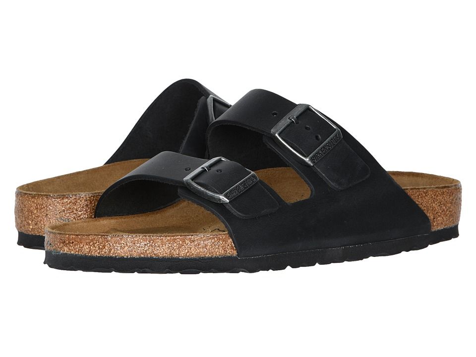 Birkenstock - Arizona - Oiled Leather (Unisex) (Black Oiled Leather) Sandals | Zappos