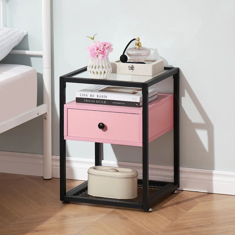 Auxter 21.7'' Tall Glass Nightstand | Wayfair North America