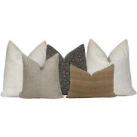 Pillow Set Of 5 Striped Pillows Neutral Rust Cushion Cover Designer Decorative Throw Combo #3 | Etsy (US)