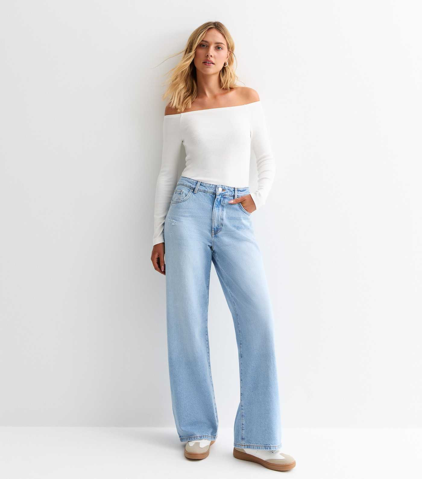 Pale Blue Mid-Rise Slouchy Wide Leg Jeans | New Look | New Look (UK)