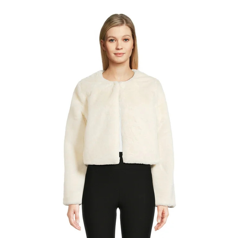 Planet Gold Clothing Women's Cropped Faux Fur Jacket, Sizes XS-XXXL | Walmart (US)