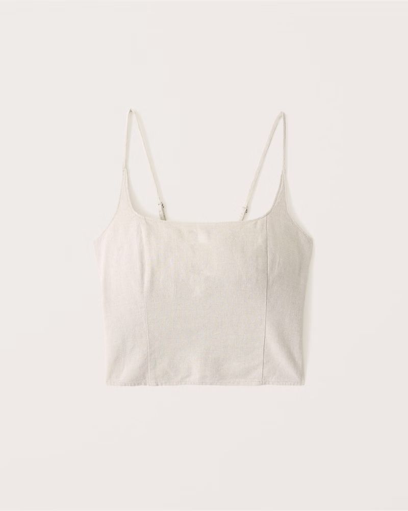 Squareneck Linen-Blend Top | Abercrombie & Fitch (US)