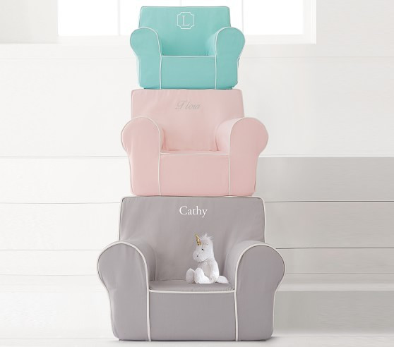 Blush With White Piping Anywhere Chair® | Pottery Barn Kids