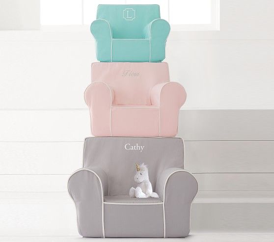 Blush With White Piping Anywhere Chair® | Pottery Barn Kids