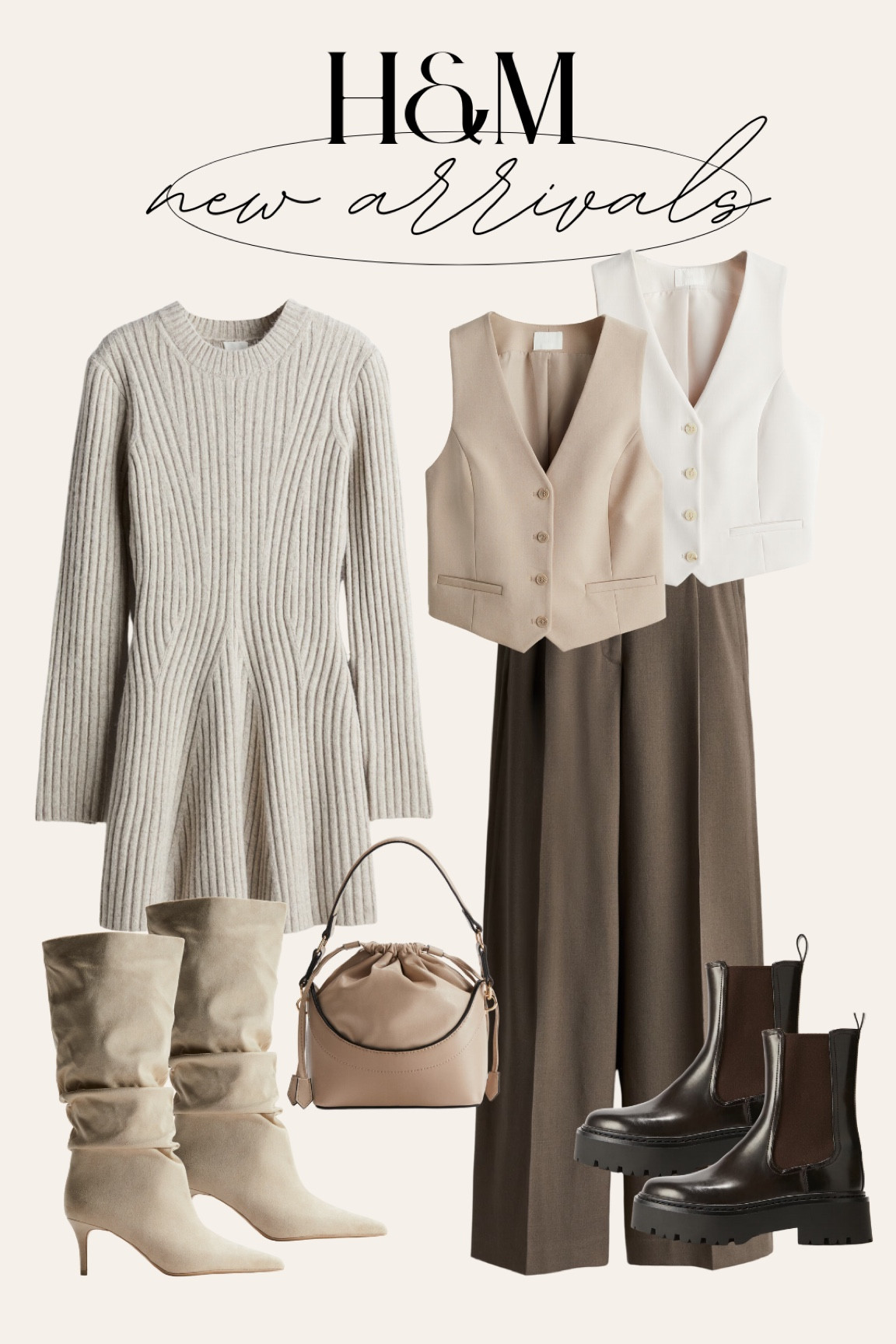 H&M New Arrivals 
fall trends, knee high boots, fall outfits, fall style, fall fashion, fall outfit ideas, sweater dress, Chelsea boots, vest top, dress pantss

#LTKSeasonal #LTKStyleTip