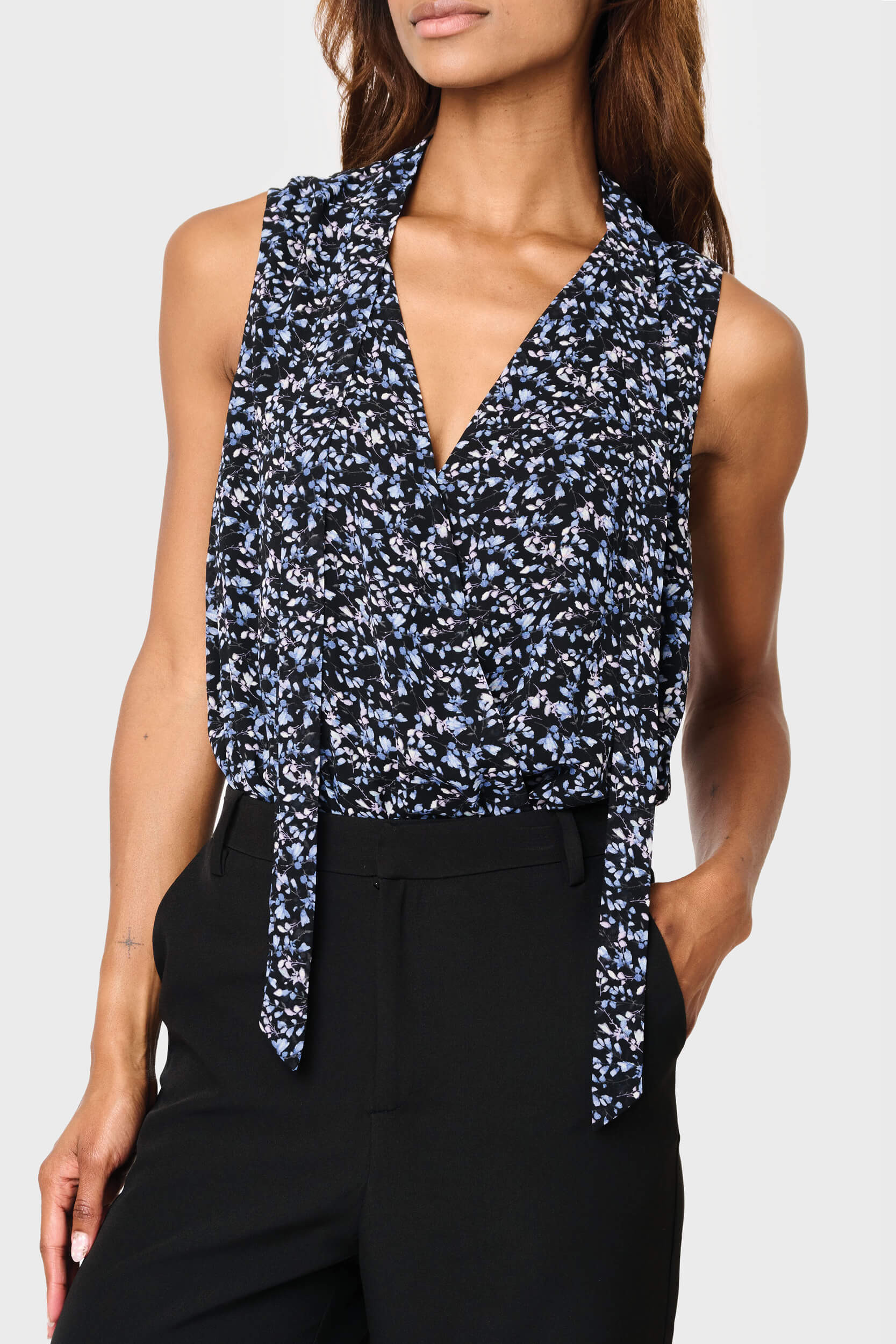 Tie Neck Sleeveless Surplice Bodysuit | Gibson
