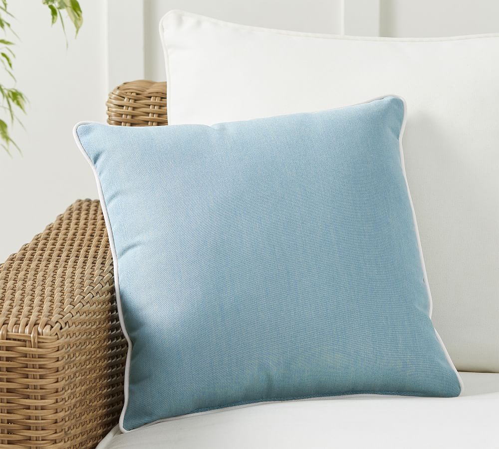 Sunbrella® Contrast Piped Solid Outdoor Pillow | Pottery Barn (US)
