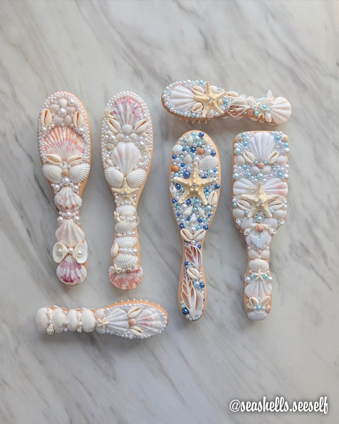 Handmade Seashell Hair Brush | Beach Hair Brush | Coastal Hair Brush | Shell Detangling Brush | Etsy (US)